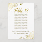 Invitation Tableau des numéros de Mariage blanc et or Tableau (Devant)