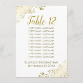 Invitation Tableau des numéros de Mariage blanc et or Tableau (Dos)
