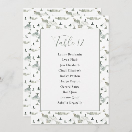 Invitation Tableau des oiseaux et des collines Numéro de sièg (Devant / Derrière)