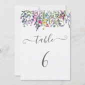 Invitation Tableau des places du baptême fleur sauvage Numéro (Devant)