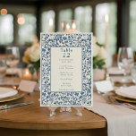 Invitation Tableau des sièges à table fleurie complexe de sty<br><div class="desc">Cette élégante carte de sièges présente la même palette de couleurs bleu et crème intemporelle avec un cadre vintage fleuri, créant un look cohésif qui complète votre thème mariage. Chaque numéro de table est affiché en évidence dans les polices serif classiques, avec une liste de noms sous pour faciliter les...</div>