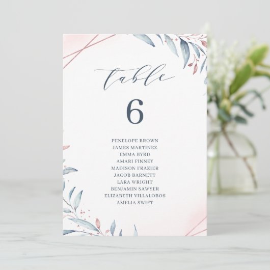 Invitation Tableau des sièges de la table Dusty Blue Greenery (Debout devant)