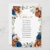 Invitation Tableau des sièges du Mariage bleu de la marine de (Dos)