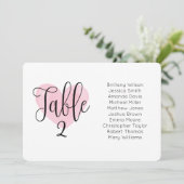 Invitation Tableau des sièges mariages de coeur rose. Plan pa (Debout devant)