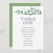 Invitation Tableau des sièges Mariages GREENERY, plan de tabl (Devant / Derrière)