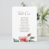 Invitation Tableau des sièges mariages rose-rouge-floral. (Debout devant)