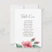 Invitation Tableau des sièges mariages rose-rouge-floral. (Dos)