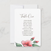 Invitation Tableau des sièges mariages rose-rouge-floral. (Devant)