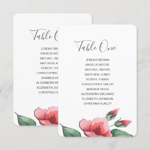 Invitation Tableau des sièges mariages rose-rouge-floral.
