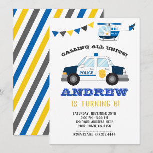 Invitations Faire Part Cartes Anniversaire Policiers Zazzle Be