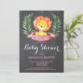 Invitation Tableau d'invitation de baby shower de lion de (Debout devant)
