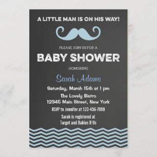 Invitation Tableau d'invitation de baby shower de moustache