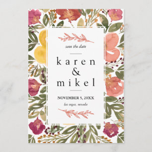 Invitation Tableau en fleurs botaniques Enregistrer la date I
