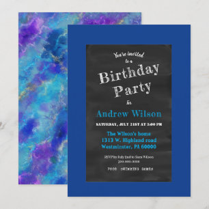 Invitation Tableau Et Marbre Bleu