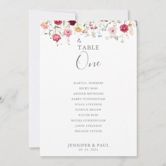 Invitation Tableau Fleur sauvage simple Numéro 1 Tableau de s (Dos)