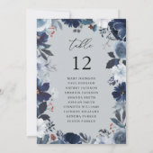Invitation Tableau Floral bleu et marine Numéro de siège BGRA (Dos)