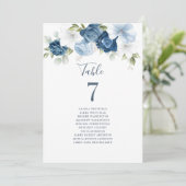 Invitation Tableau floral Dusty Blue Numéro 12 Tableau de siè (Debout devant)