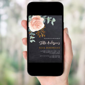 Invitation Tableau gris oie or floral verdure anniversaire