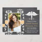 INVITATION TABLEAU JAUNE D'OBTENTION DU DIPLÔME DE FACULTÉ DE (Devant / Derrière)