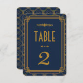 Invitation Tableau Mariage Art déco bleu Numéros (Devant / Derrière)