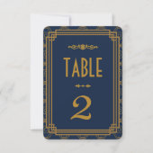 Invitation Tableau Mariage Art déco bleu Numéros (Devant)