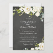 Invitation Tableau Mariage Champagne Floral Blanc (Devant)