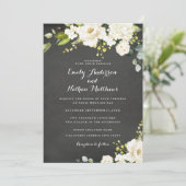 Invitation Tableau Mariage Champagne Floral Blanc (Debout devant)