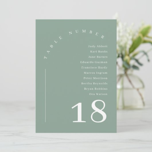 Invitation Tableau Mariage de l'arc de bouho vert Sage (Debout devant)