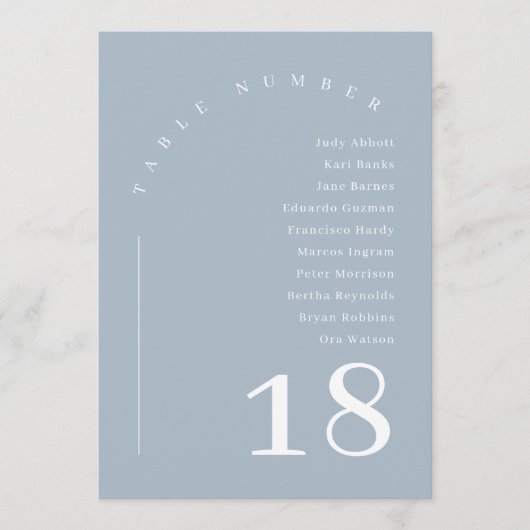 Invitation Tableau Mariage de l'arc en bois bleu Dusty (Devant)