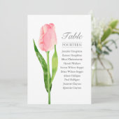 Invitation Tableau Mariage simple de la tulipe rose (Debout devant)