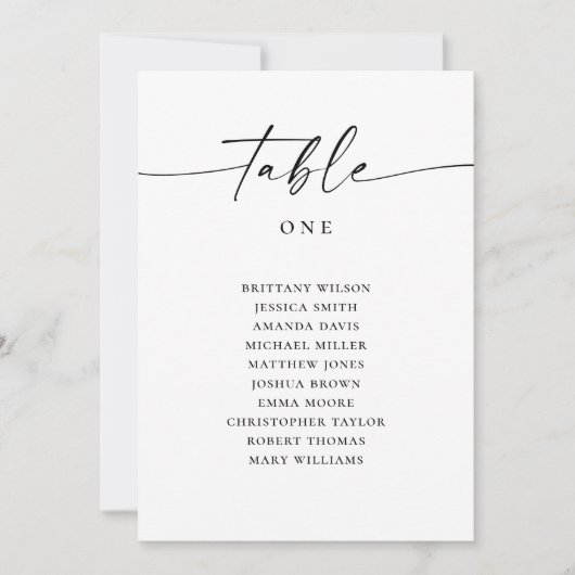 Invitation Tableau minimaliste des sièges Mariages | Script m (Devant)
