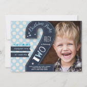 Invitation Tableau noir à la craie noir moderne & deuxième an (Devant)