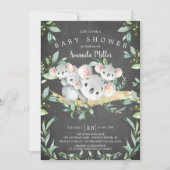 Invitation Tableau noir Adorable Koala Oear Triplet Baby show (Devant)