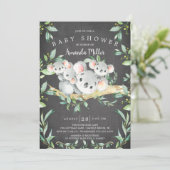 Invitation Tableau noir Adorable Koala Oear Triplet Baby show (Debout devant)
