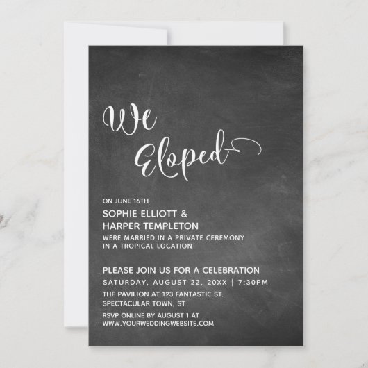 Invitation Tableau noir avec typographie simple Nous nous som (Devant)