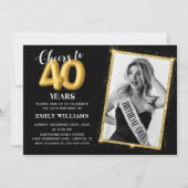 Invitation Tableau noir Ballons d'or 40e anniversaire Photo (Devant)