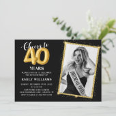 Invitation Tableau noir Ballons d'or 40e anniversaire Photo (Debout devant)