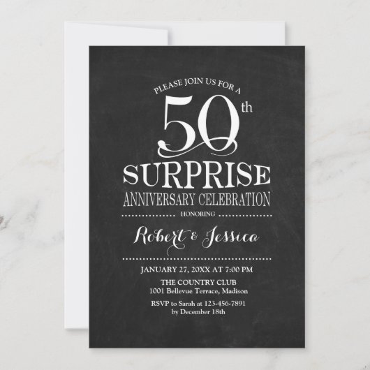 Invitation Tableau noir blanc pour 50e anniversaire de mariag (Devant)