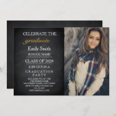 Invitation Tableau noir Chalkboard Fête la fête de graduation (Devant / Derrière)