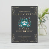 Invitation Tableau noir Citrouille Jack-O' Lantern Halloween (Debout devant)