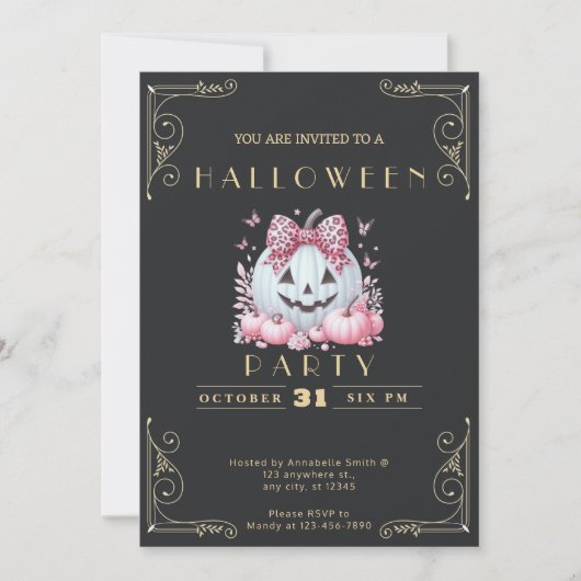 Invitation Tableau noir Citrouille Jack-O' Lantern Halloween (Devant)