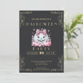 Invitation Tableau noir Citrouille Jack-O' Lantern Halloween (Debout devant)