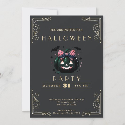 Invitation Tableau noir Citrouille Jack-O' Lantern Halloween (Devant)