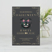 Invitation Tableau noir Citrouille Jack-O' Lantern Halloween (Debout devant)