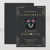 Invitation Tableau noir Citrouille Jack-O' Lantern Halloween (Devant / Derrière)