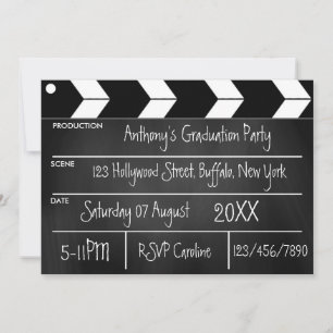 Invitation Tableau noir de fête de fin d'études de film Holly