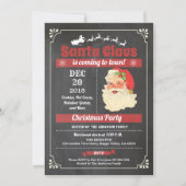 Invitation Tableau noir de la fête de Noël du Père Noël rétro (Devant)