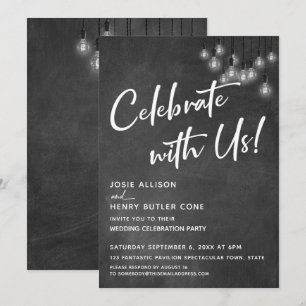 Invitation Tableau Noir Edison Lumières Moderne Célébrez avec