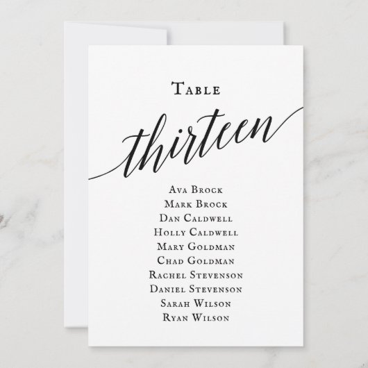 Invitation Tableau noir élégant Numéro 13 Tableau de siège (Dos)