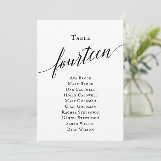 Invitation Tableau noir élégant Numéro 14 Tableau de siège (Debout devant)